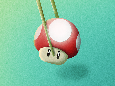 Super Mushroom chopsticks design food icon illustration mario mushrooms super