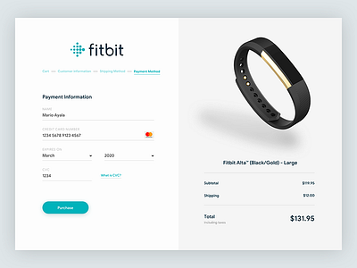 Fitbit – checkout app card challenge dailyui design intersect sign ui up