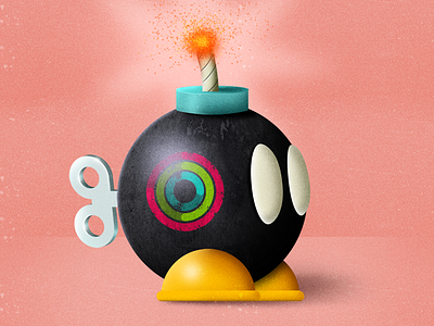 BOB-OMB bomb boom design icon illustration retro super mario texture vintage