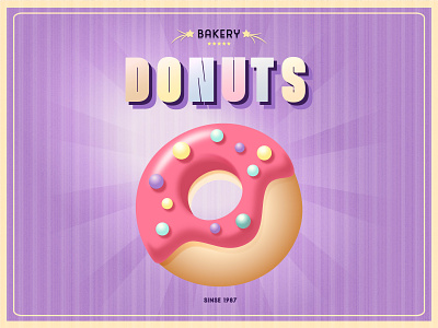 POSTER FOR BAKERY OR BAKE SHOP bake bakery design donut ear effects illustration marketing poster shop soft vintage