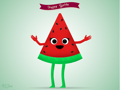 Yalda's Watermelon flat green minimal mrjelveh red simple smile sweet watermelon yalda