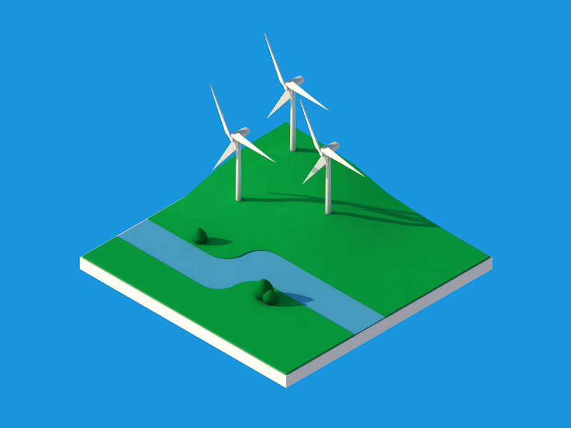Windmill 3d c4d cartoon cinema 4d design game isometric landscape lighting model shading windmill