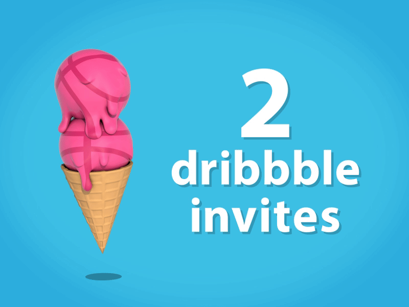 2 Scoops 3d blue debut draft dribbble drip fluid invitation invite model new shot