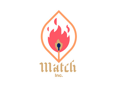 Match Inc. badge burn fire logo match patch vector