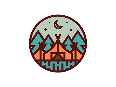 Camp Badge badge camp camping outline simple