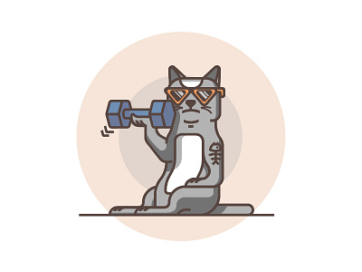 Charming Buddy barbell buddy cat kitty vector