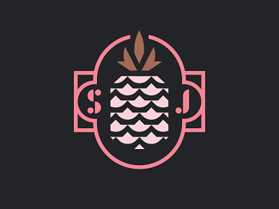 SJ badge design fruit logo patch pineapple typography vector