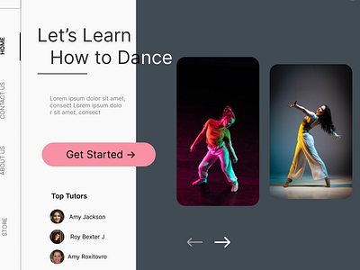 Dance Tutor Landing page app branding design figma logo typography ui ux