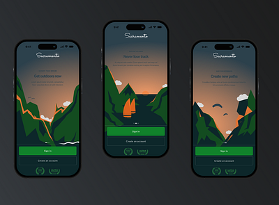 Welcome screen idea for a hiking-navigation app app branding design graphic design illustration logo typography ui ux vector