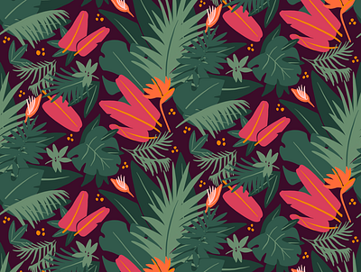 Paradis du Voyageur repeat pattern all over print design fabric design pattern design repeat pattern textile design textile print tropical