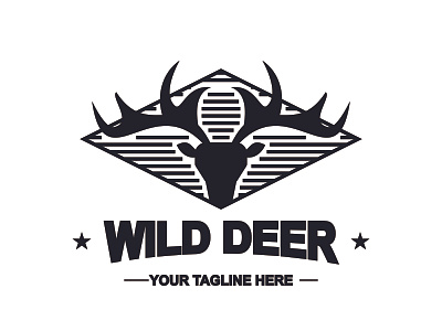 wild deer logo animal app branding deer design graphic design head head deer icon illustration logo retro symbol typography vector vintage