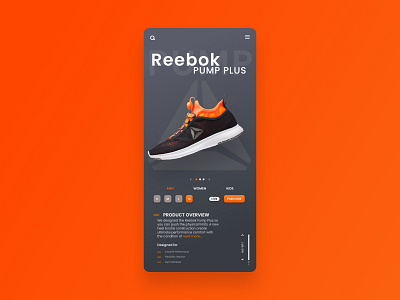 Reebok shop app design.