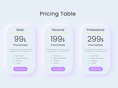 Pricing Table UI Design adobe xd app app design branding design graphic design hero page illustration ui ux we web design webdesign website