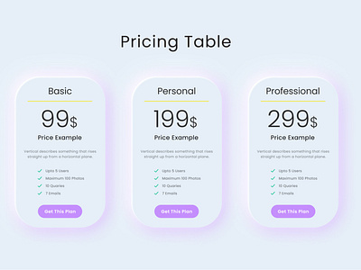 Pricing Table UI Design adobe xd app app design branding design graphic design hero page illustration ui ux we web design webdesign website