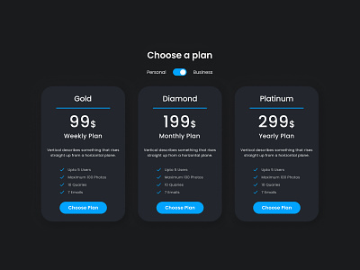 Subscription plan UI design