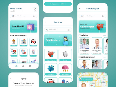 App UI Design for medical services. adobe xd app app design design figma hero page medical app medical services ui ux website