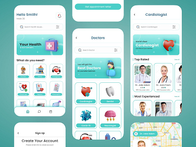 App UI Design for medical services.