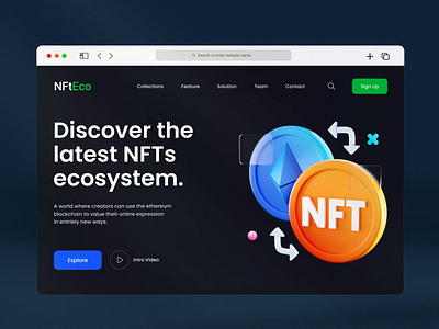 NFT website landing page adobe xd app design hero page landing page nft nft theme ui ux website