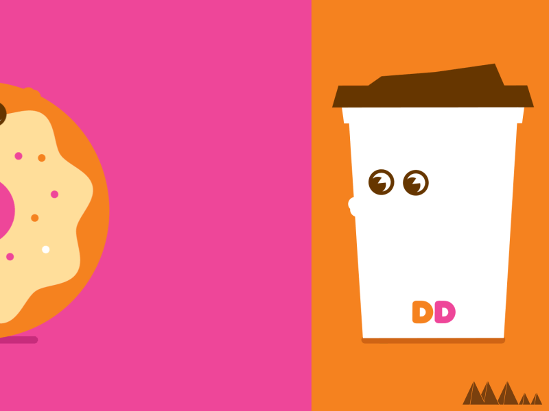Coffee + Donut = Love 2d animation character coffee donut dunkin donuts love