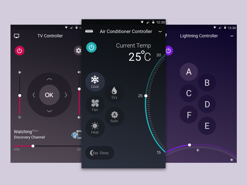 Remote UI Design. Controller UI. Smart Controller. Conditioner Controller desktop Design.