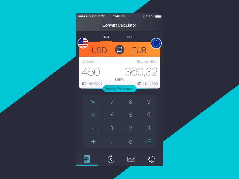 Currency App Concept - Animated Stats Screen clever converter currency dollar euro finance finder ios money principle statistics stats