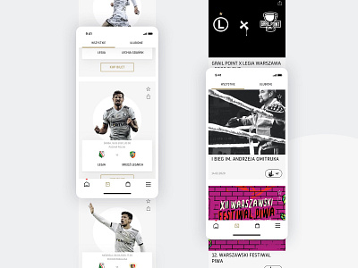 Legia Warsaw Mobile App - Events app design football mobile mobile app soccer sport ui user experience user inteface ux