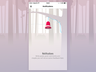 Care.fm: Notifications app design desing empty illustration mobile screen state