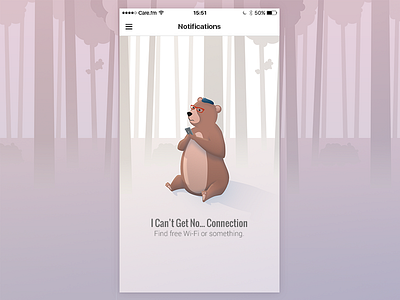 Care.fm: Connection error app design desing empty state illustration mobile screen