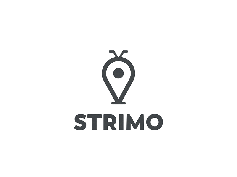 Strimo animation app branding gif logo pin place tv vector