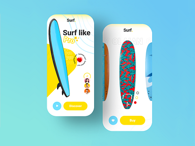 Surfboard shop app design branding design graphic design logo ui uiuxdesign ux