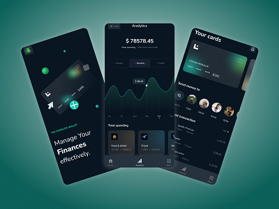Finance Management App analytics screen dark theme finance app glass morphisam home screen mobile app money app splash screen ui design