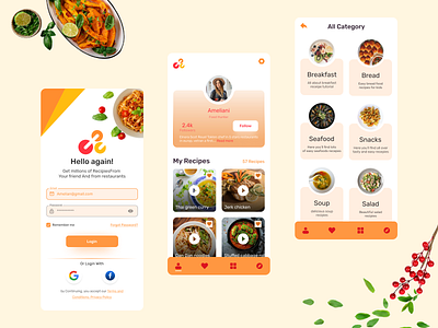 Food Recipes food food app food recipes mobile app online food ui design