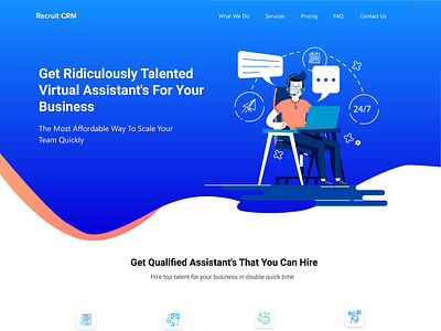 Hire Virtual Assistant ats crm landing page virtual assistant