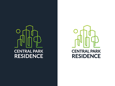 Central Park Residence logo design branding city green line art logo nature park real estate residential