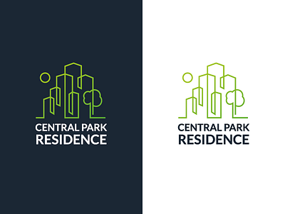 Central Park Residence logo design branding city green line art logo nature park real estate residential