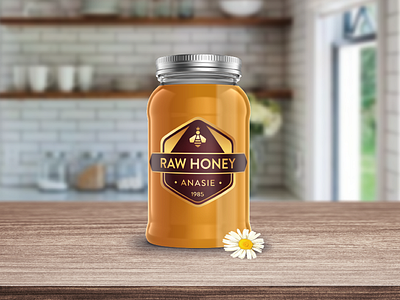 Anasie Raw Honey Packaging 99logos anasie bee design honey label logo packaging raw yellow