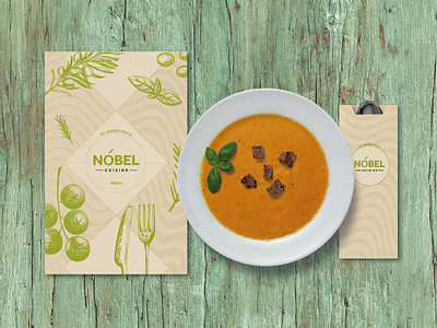 Nobel Cuisine Branding 99logos branding design food green logo menu olive table