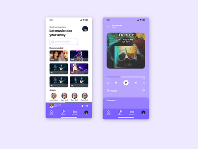 Daily 009: Music Player app appui clean dailyui design graphic design mobile app music music player music playlist design song stream ui ui design uiux ux