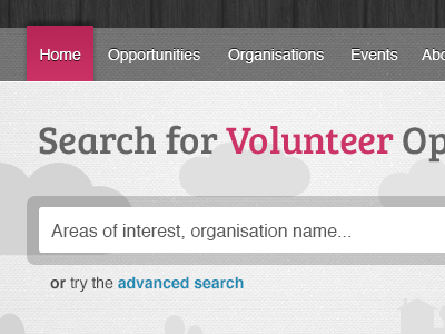 Volunteers Search grey hot pink pink search slab volunteer web web design