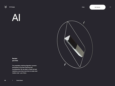 VC Swipe 3d clean design interface minimal typography ui ux website
