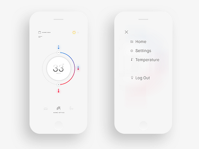 Product Design Shot for Home Temperature UI (White) concept design iphone minimal minimalistic mobil temperature ui ux white