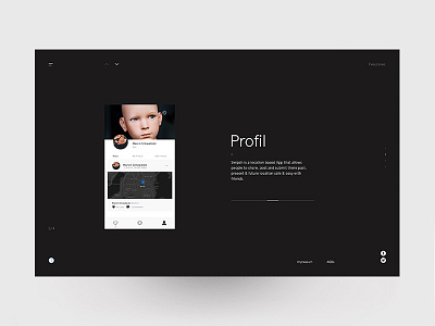 Swipsh Profil Dark clean design interface minimal ui website