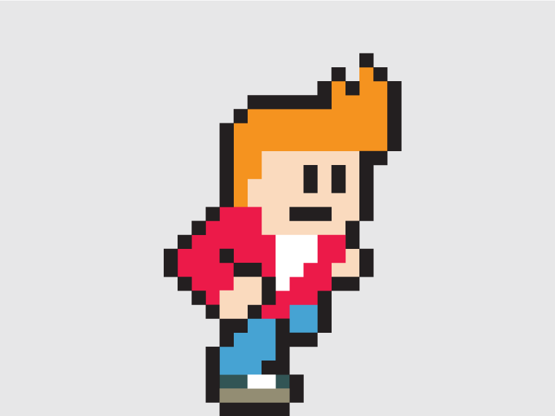 Philip J. Fry 8 bit animation fry futurama mega man philip j. fry run vector