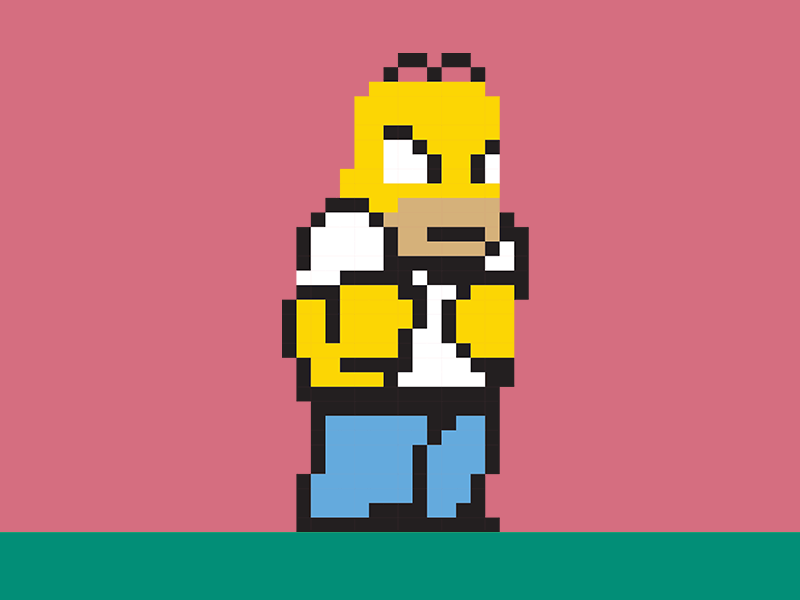 River City Simpson 8 bit homer simpson pixel river city ransom the simpsons vector video game