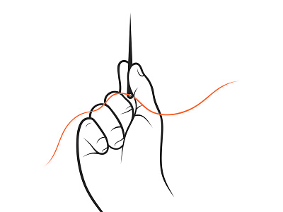 Hand Holding Needle Illustration draw hand illustration needle sketch thread