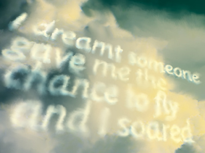 Dreamy sky writing digital painting illustration tablet type typography