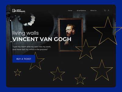 Vincent in museum branding design home page museum starring night van gogh website