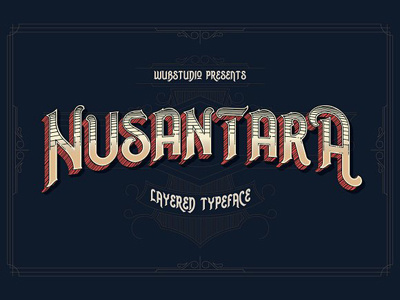 Nusantara Layered Typeface vintage font typography layered font font