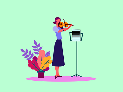 Musician- Violin Player Vector Illustration