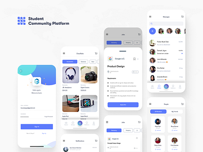 Student Community Platform App community app ecommerce app mobile app mobile app design mobile ui socialmedia ui uidesign uiux